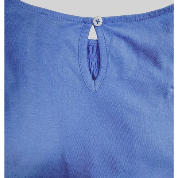 J Crew Smocked Flutter Sleeve Cotton Knit Top Cottage Coquette Periwinkle Blue S - Picture 9 of 11